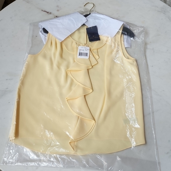 NWT Brooks Brothers Ruffled crepe blouse in buttercup yellow size 6 - Picture 16 of 17
